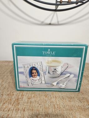 Towle Silver Plated Baby Gift Set with Cream Liner